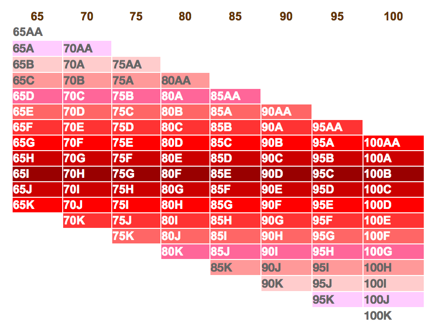 European / International Bra sister sizes